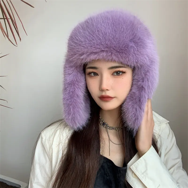 CPC Ladies Winter Warm And Windproof Cap Ear Cuff Hat per le donne cappello in pelliccia sintetica cappello in finta volpe retrò