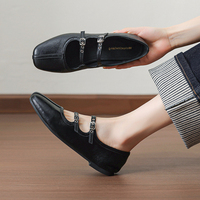 Fabrik-Großhandel Doppelschnallen-Riemen Freizeitschuhe Damen Alltags-Walkingschuhe Eckige Spitze Chaussures Mary Jane Flats für Frauen