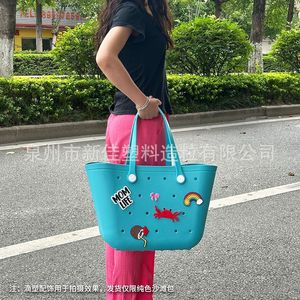 กระเป๋าโท้ทอีวาบีชสีทึบกันน้ำเปิดด้านบนดีไซน์ทันสมัยกระเป๋าถือผู้หญิงฤดูร้อน - Product Image 5