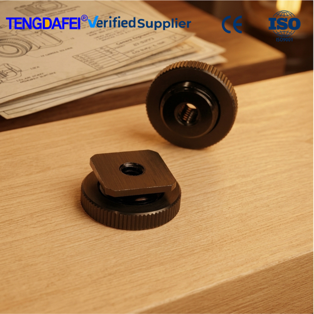 TENGDAFEI Dual Layer Locking Nut Aluminum Alloy CNC Precision Machined Anti-slip 1/4 5/8 Camera Hot Shoe Mount for Video