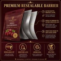 Sachet refermable personnalisé pour fruits secs, en aluminium alimentaire, avec fermeture éclair, pour emballage de snacks et noix