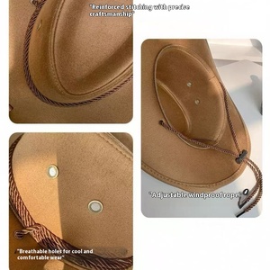 Chapeau Fedora Rétro Américain Style Western Jazz à Large Bord pour Hommes et Femmes, Protection Solaire Estivale, Style Chevalier Britannique Décontracté, 100% Coton - Product Image 4