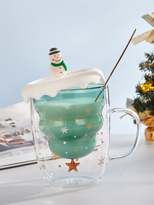 Tasses à café en forme de sapin de Noël avec couvercle, tasses à thé, tasses à lait, verres à double paroi isolés, meilleurs cadeaux de Noël pour femmes, enfants, filles - Product Image 5