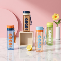 Bouteille d'eau en plastique avec couvercle de protection et sangle de poignet pour l'école, le sport et les sorties d'une journée