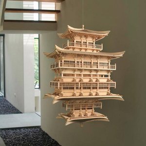 แบบจำลองอาคารโบราณสไตล์เซนจีนสมัยใหม่ ทำจากไม้จริง ประกอบเองได้ สำหรับแขวนผนัง โรงแรม สำนักงานขาย  วัดจิงฉวนจิงเก๋ - Product Image 5