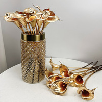 Fleurs artificielles en PU or et argent à tige unique, Calla Lily Tulips, très vendues, pour la décoration de mariage, d'événements et de la maison
