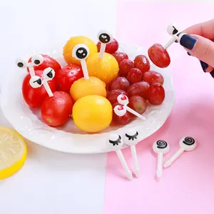 Garfo de frutas decorativo para crianças, mini garfo bonito de plástico para decoração de bolo bento