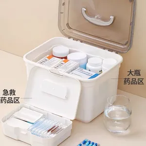 Produtos armazenamento caixa Plastic First Aid Box Emergência Medicina bin com pequeno armário de remédios portátil 10L