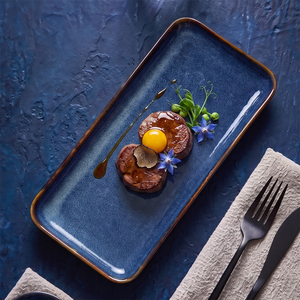 <span class=keywords><strong>Piatto</strong></span> <span class=keywords><strong>Rettangolare</strong></span> in Ceramica Blu Stile Nordico per Ristoranti, <span class=keywords><strong>Piatto</strong></span> <span class=keywords><strong>Rettangolare</strong></span> in Porcellana per Sushi per Hotel, Vendita Diretta dalla Fabbrica - Product Image 2