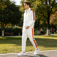 Ensemble de survêtement classique haut de gamme pour homme, veste à col montant zippée avec bandes latérales et pantalon de jogging à taille élastique