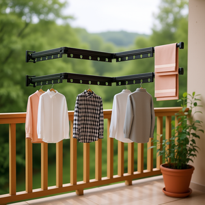 Séchoir à linge mural pliable DB Modern Metal Dry Rack 127,5 cm à double niveau pour balcon extérieur - Product Image 2
