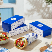 Boîte d'emballage de boulangerie carrée en carton jetable de qualité alimentaire, avec poignée et fentes, logo personnalisé, biodégradable et écologique
