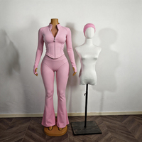 Ensemble 2 pièces Y2K : Veste de yoga et Leggings rehausseurs de fessiers pour femme avec bandeau, logo personnalisé, tenue de sport automne