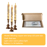 Bougie LED sans flamme électronique jaune chaud, à piles, avec télécommande, 8-9 pouces de long, pour décoration intérieure