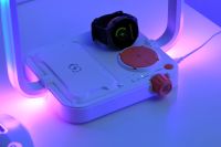 5-en-1 15W RGB LED veilleuse moderne blanc abat-jour USB chargeur sans fil pour téléphone et montre bricolage maison intelligente lampe de chevet pour chambre