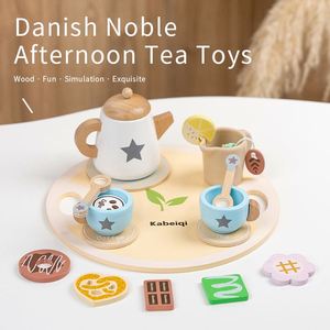 Cadeau idéal pour les enfants, jeu de cuisine d'imitation, jouets alimentaires pour les petites filles, service à thé en bois - Product Image 1