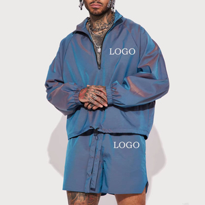 Giacche da <span class=keywords><strong>uomo</strong></span> in Nylon a riflessione sfumata <span class=keywords><strong>giacca</strong></span> sportiva e pantaloncini a vento Set <span class=keywords><strong>tuta</strong></span> da ginnastica in Nylon da <span class=keywords><strong>uomo</strong></span> - Product Image 1