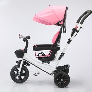 Encantador <span class=keywords><strong>Triciclo</strong></span> de bebé de acero rosa 2025 dosel con varilla de empuje Guía de Seguridad asiento giratorio para niños de 1 a 7 años hecho de plástico duradero - Product Image 2
