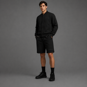 Ensemble veste <span class=keywords><strong>et</strong></span> short de baseball minimaliste personnalisé avec coque extérieure noire mate résistante à l'eau - Product Image 1