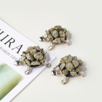 Figurine de tortue en pyrite naturelle Runyang, sculptée à la main, statue de tortue en cristal, artisanat de pierres précieuses de guérison, vente en gros