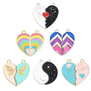 Collier <span class=keywords><strong>d</strong></span>'amitié en alliage ODM BFF, pendentif en forme de cœur brisé en 2 parties, pour enfants - Cadeau de fête et de fiançailles - Product Image 1
