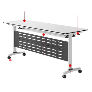 Modular <b>Folding</b> Conference <b>Table</b> Rectangle With Wheels Multi Functional Office Training <b>Table</b> Mobile Detachable Design - Product Image 1