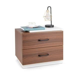 DB Table de chevet de luxe moderne avec 2 tiroirs Mobilier de chambre à coucher à panneaux en chêne pour appartement Style Midcentury pour chambre et salon - Product Image 1