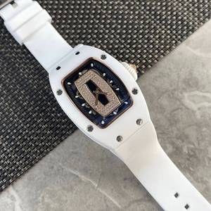 Reloj Mecánico de Lujo para Mujer, Diseño Hueco, con Diamantes, en Cerámica Blanca y Oro Rosa, Modelo 0701, para Negocios, Citas y Fiestas - Product Image 3