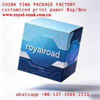 Caja Cosmética Plegable de Cartón Personalizada, Estampado en Caliente Dorado Royal-Road y Grabado en Relieve Azul, Empaque de Maquillaje Reciclable para Cuidado de la Piel