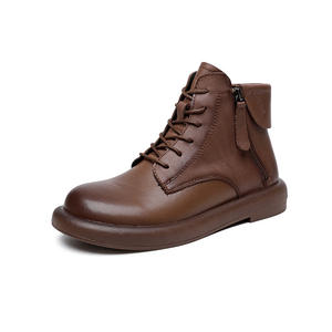2022 nuevo cuero de vaca genuino Vintage para botas Martin para mujer corto otoño primavera estilo occidental con Color de Punta frotada - Product Image 3