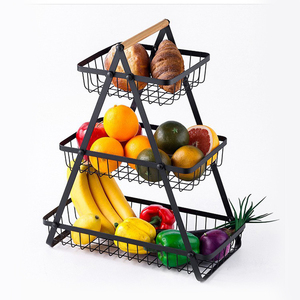 Stackable Hanging Metal Wire Basket Manufacturer's Countertop Organizer <strong>Kitchen</strong> Fruit <strong>Storage</strong> Countertop <strong>Storage</strong> Shelves <strong>Units</strong> - Product Image 1