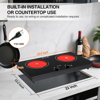 Table de cuisson électrique 4000W, plaque à induction 2 brûleurs, 9 réglages de puissance, mode maintien au chaud, commande tactile intégrée, contrôlée par application, pour la maison