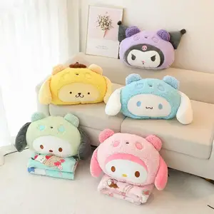 XUX mignon dessin animé Pacha Kuromi peluche oreiller coussin couverture 2-en-1 voiture oreiller bureau fête sieste oreiller en gros