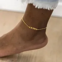 EMANCO Chaîne de cheville personnalisée pour femme, style bohème, en acier inoxydable plaqué or 14 carats, chaîne cubaine sur mesure, vente en gros et dropshipping