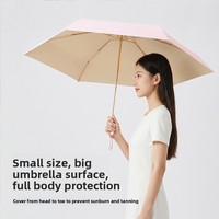 Parapluie pliant pour adulte au design rétro, 5 sections, avec protection UV, pochette portable toutes saisons et impression de logo personnalisé pour cadeaux d'affaires