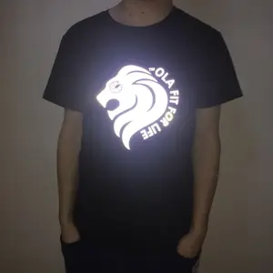 Custom Men Label Reflective Heat Transfer reflective t shirt logo