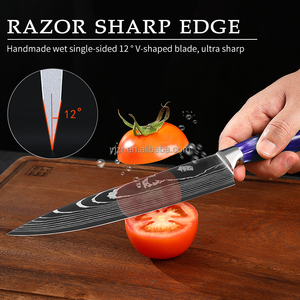 Set Pisau Dapur 10 Buah Baja Tahan Karat Motif Laser Damaskus Dengan Gagang Resin - Product Image 5