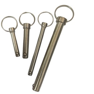 Goupille à dégagement rapide avec anneau de traction et embout sphérique en acier au carbone nickelé, pour usage général, axe de goupille de positionnement - Product Image 1