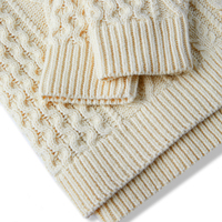 Individuelles Logo OEM ODM Herren Rundhals-Pullover Dicker Gepolsterter Einfarbiger Zopfmuster-Strickpullover Modischer Netz-Pullover Gestrickter Pullover