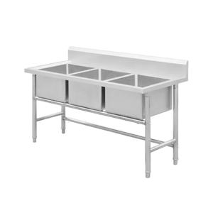 VICTORY KITCHEN 20% de réduction sur l'évier à trois bacs en acier inoxydable de haute qualité, modèle hospitalier WKTS-1868, argent - Product Image 2