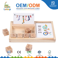 Jeu d'orthographe en bois Montessori, blocs de lettres de l'alphabet, flashcards, jouet éducatif STEM pour tout-petits, cadeau amusant