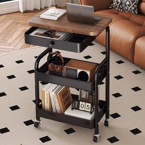 Creative Side <b>Table</b> 3 Tier Metal Top Storage Cart Movable Coffee <b>Table</b> Living Room Sofa Side <b>Table</b> - Product Image 3