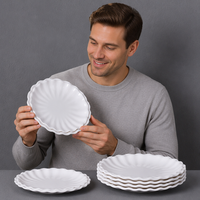 Assiette en mélamine incassable de 8 pouces, design floral blanc pur, vaisselle en plastique poli pour restaurant