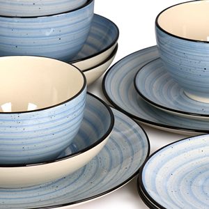 Juego de Vajilla de Cerámica de 12 <span class=keywords><strong>o</strong></span> 16 Piezas con Diseñ<span class=keywords><strong>o</strong></span> Nuevo y Pintado a Mano en Azul - Product Image 3