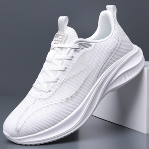 <b>Men</b> Summer Mesh Running <b>Shoes</b> <b>Lightweight</b> Breathable Outdoor Sport Casual Sneakers White EVA Midsole Rubber Outsole - Product Image 1