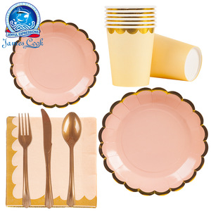 Ensemble de vaisselle jetable pour fête, assiettes, gobelets, serviettes, couverts, couleurs macaron élégantes, kit de fournitures pour fête - Product Image 1