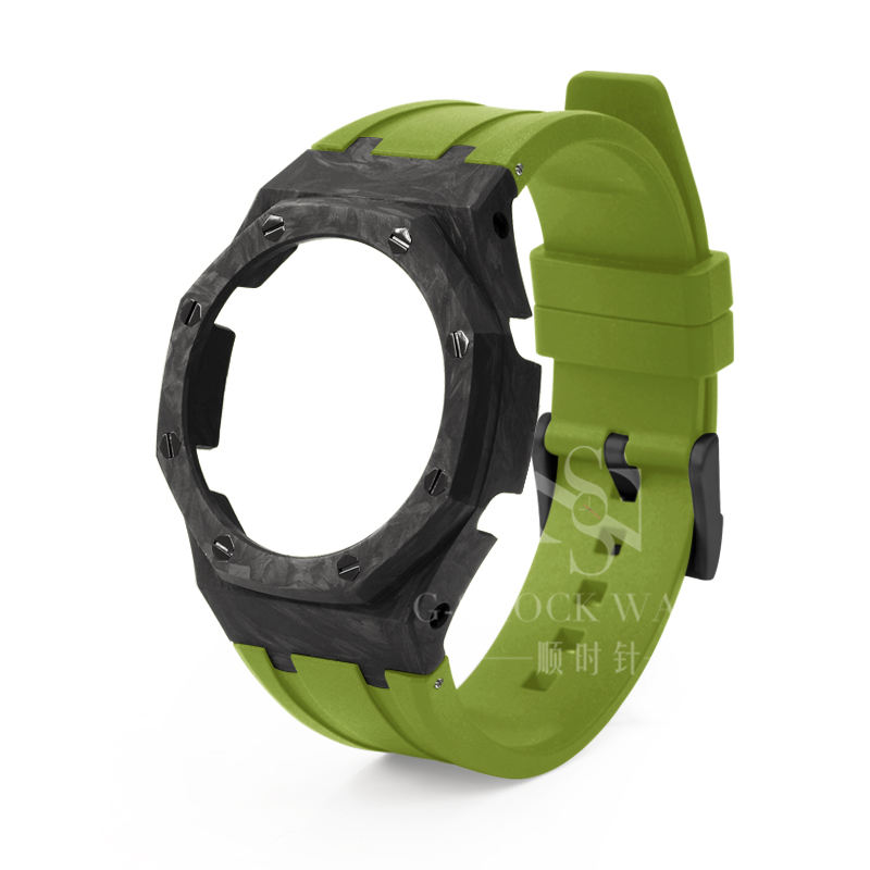 ตัวเรือนเมเทอไรต์ สายสีเขียวอ่อน หมุดตัวล็อคสีดำ