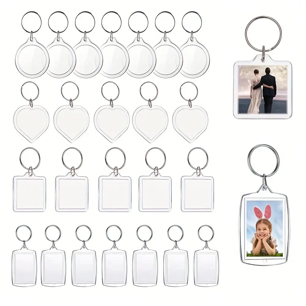 Acrylic Photo Frame Keychain Decorative Keychain Blank Transparent Multi Shape Diy Acrylic KeyChain