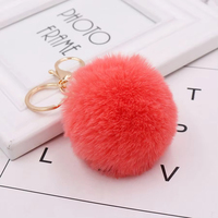 Vente en gros de pompons en fourrure colorés, style simple, moelleux et mignon, 8 cm, pour sacs, pendentif