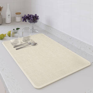 Tapete de Drenaje para Encimera de Cocina Estilo Lino, 30x40cm 40x60cm, Antideslizante, Absorbente, Protector de Fregadero, Rectangular, Color Sólido - Product Image 3
